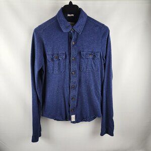Abercrombie Fitch Shirt Mens XXL Blue Knit Muscle Fit Button Up